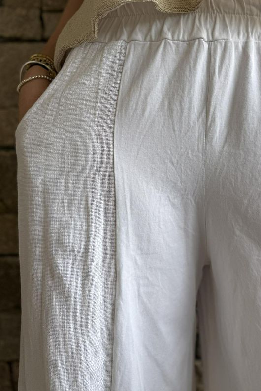 Jo Jo Quirky Hopsack Crop Pant White 